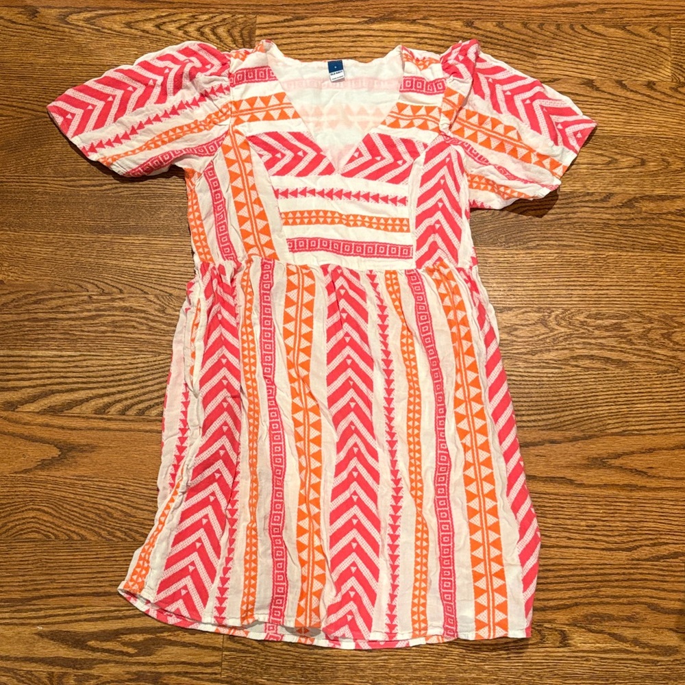 Pink & Orange Patterned Summer Dress